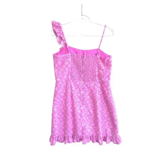 Lilly Pulitzer Maetha Romper Aura Pink One Shoulder romper palm beach style - Picture 3 of 8